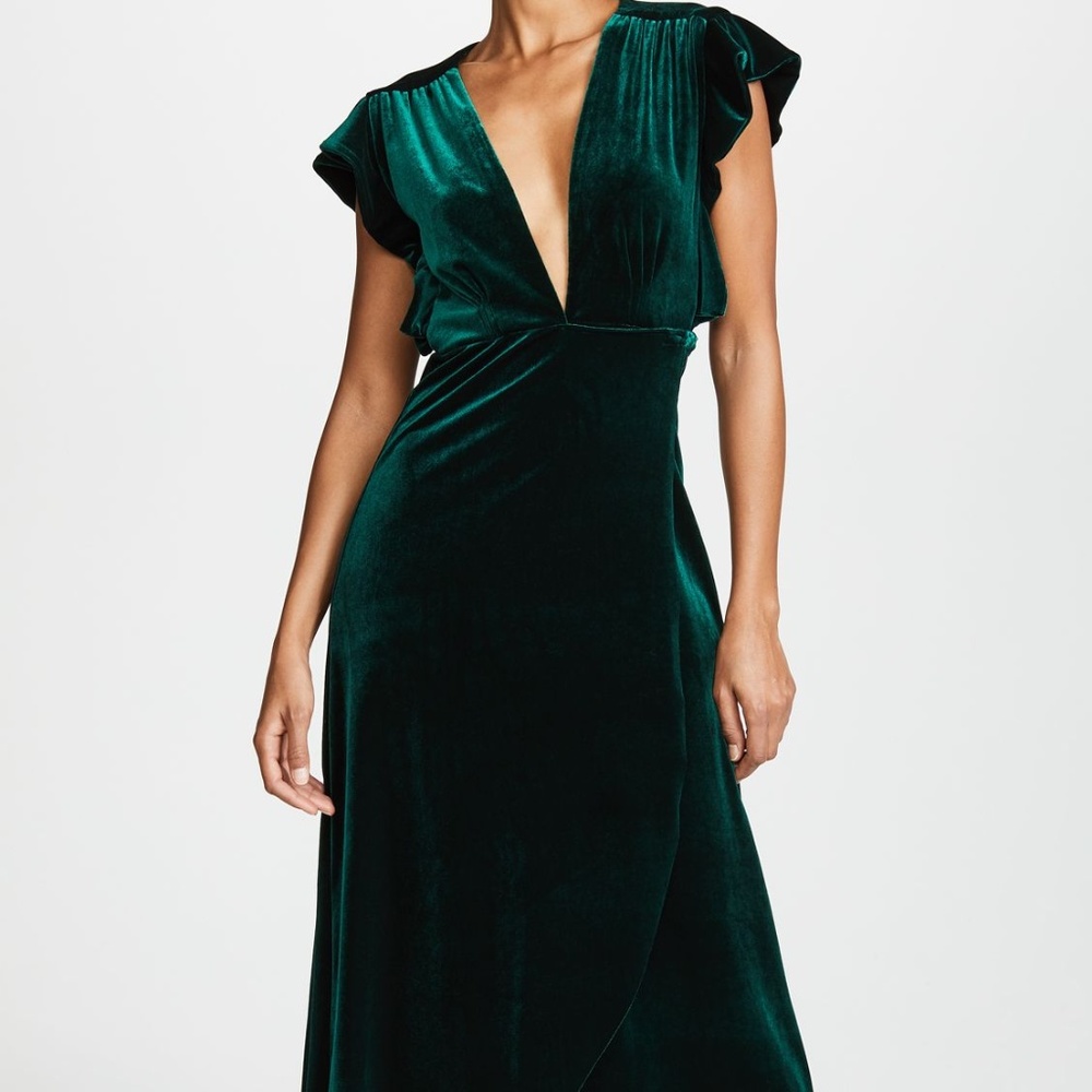 Misa Green Velvet Caroline Dress
